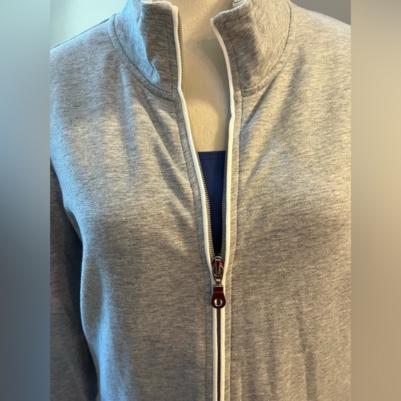 STYLE & Co. SPORT Lightweight Jacket Textured Lite Grey Pockets White Trim - Picture 4 of 12